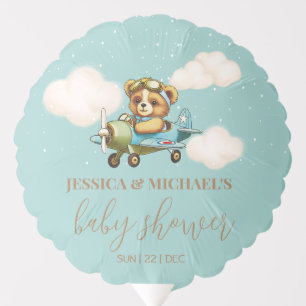 Teddy Bear Baby Pilot Airplane Baby Shower Balloon