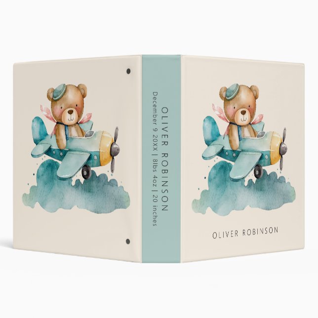 Teddy Bear Baby Scrapbook Album 3 Ring Binder (Background)