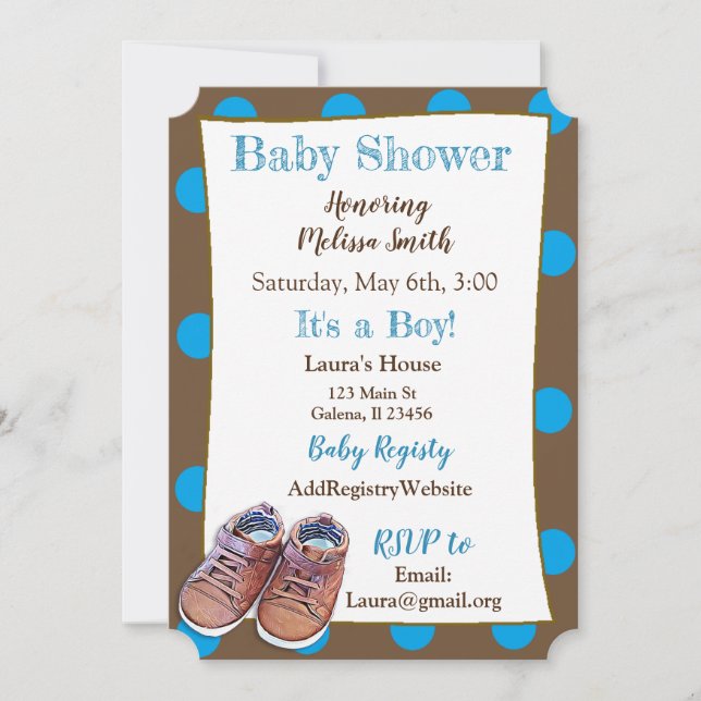 Teddy Bear Baby Shoes Baby Shower Invitations (Front)