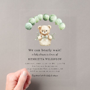 Teddy Bear Baby Shower Acrylic Invitation