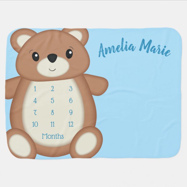 Teddy Bear Baby Shower Baby Blanket (Horizontal)