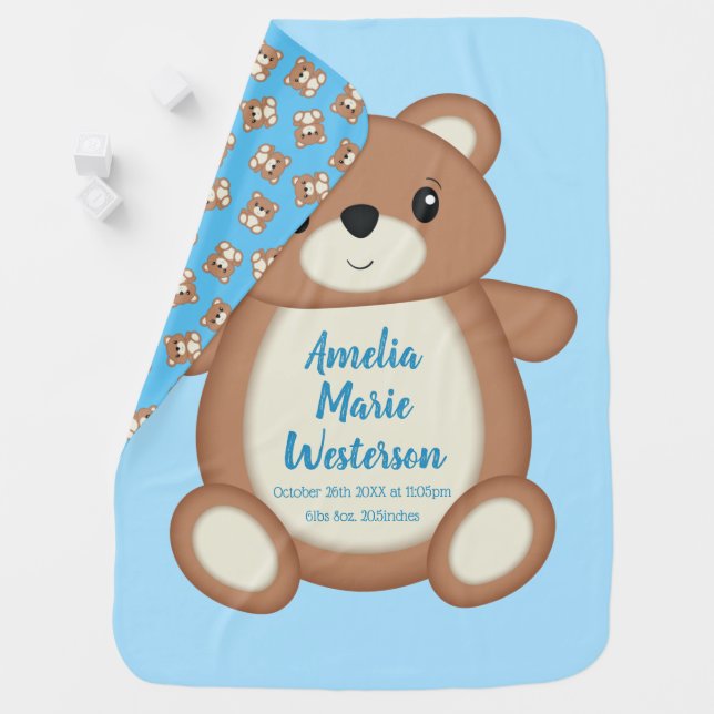Teddy Bear Baby Shower Baby Blanket (In Situ)