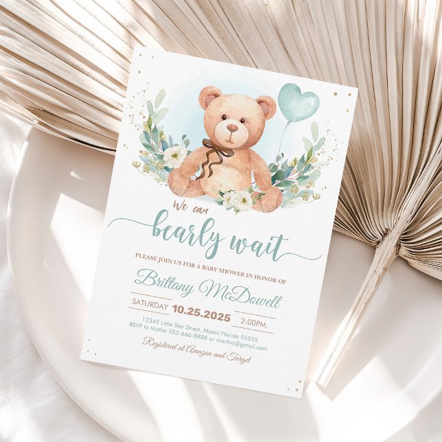 Teddy Bear Baby Shower Balloons Invitation (Creator Uploaded)