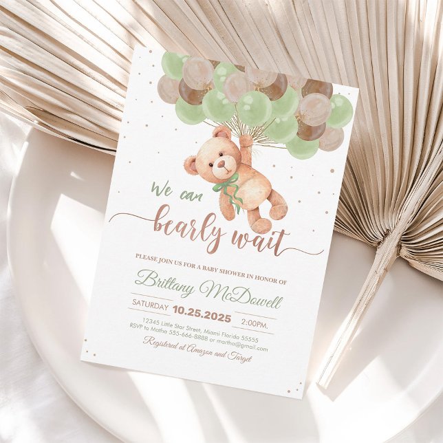Teddy Bear Baby Shower Balloons Invitation (Creator Uploaded)