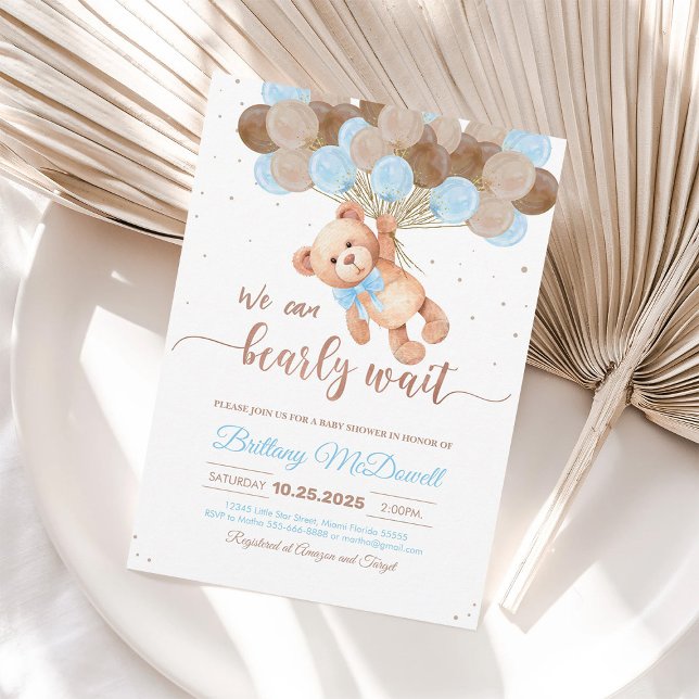 Teddy Bear Baby Shower Balloons Invitation (Creator Uploaded)