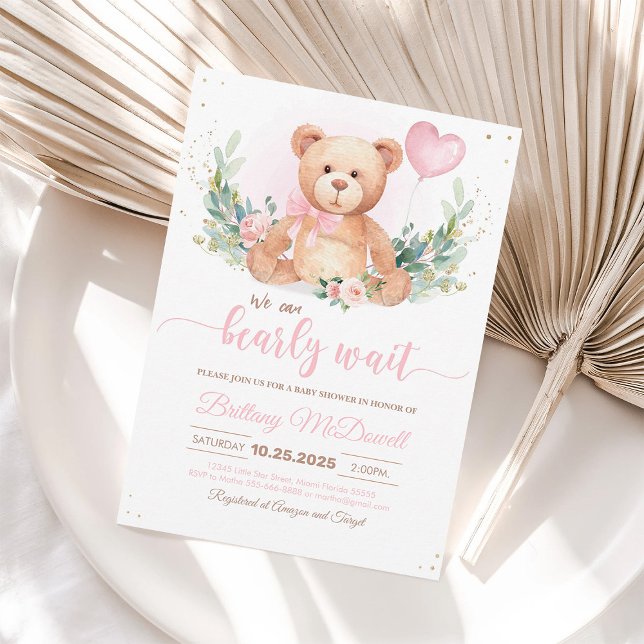 Teddy Bear Baby Shower Balloons Invitation (Creator Uploaded)
