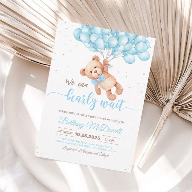 Teddy Bear Baby Shower Balloons Invitation (Creator Uploaded)