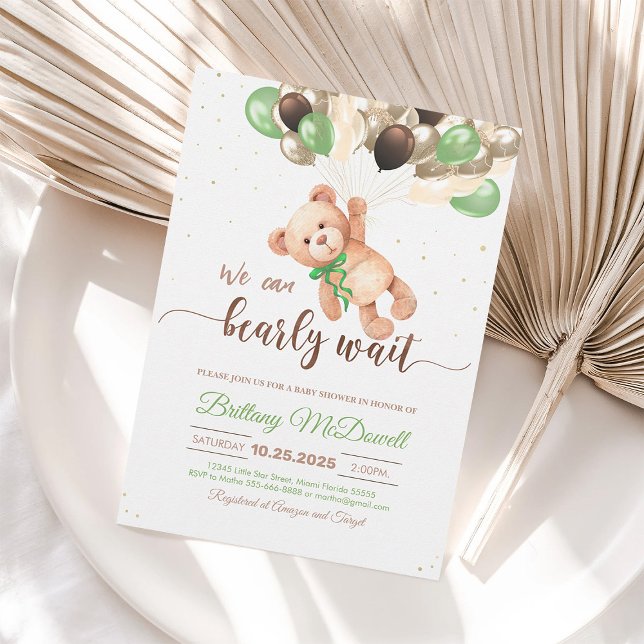 Teddy Bear Baby Shower Balloons Invitation (Creator Uploaded)