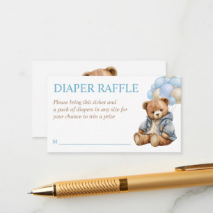 Teddy bear baby shower bearly wait diaper raffle enclosure card