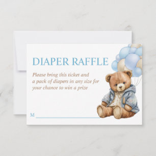 Teddy bear baby shower bearly wait diaper raffle invitation