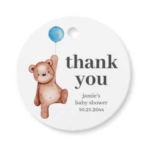 Teddy Bear Baby Shower Blue Favor Tags