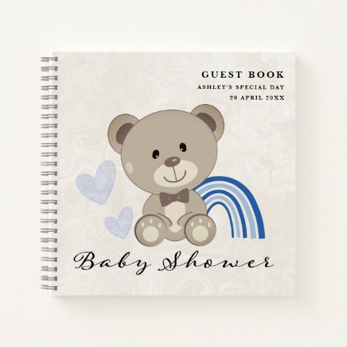 Teddy Bear Baby Shower Blue Guest Book