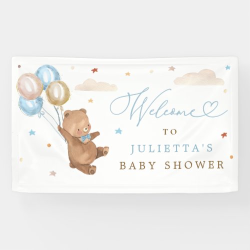 Teddy Bear Baby Shower Boy Blue Bear Welcome  Banner