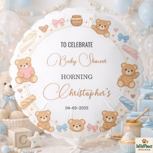 Teddy Bear Baby Shower Boy   Cute Blue Bear Balloon