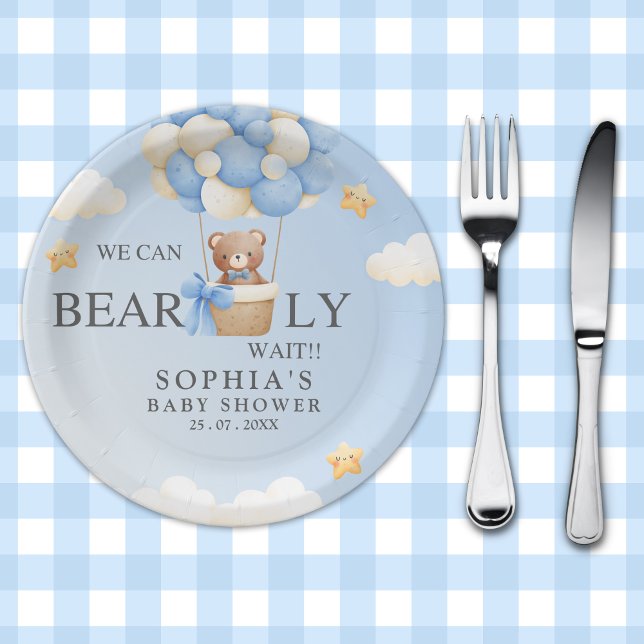 Teddy Bear Baby shower boy Decoration Paper Plates (Creator Uploaded)