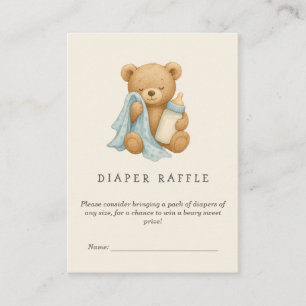 Teddy Bear Baby Shower Boy Diaper Raffle Enclosure Card