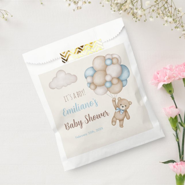 Teddy Bear Baby Shower Boy Favor Bag (Sealed)