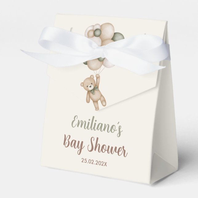 Teddy Bear Baby Shower Boy Favor Boxes (Front Side)