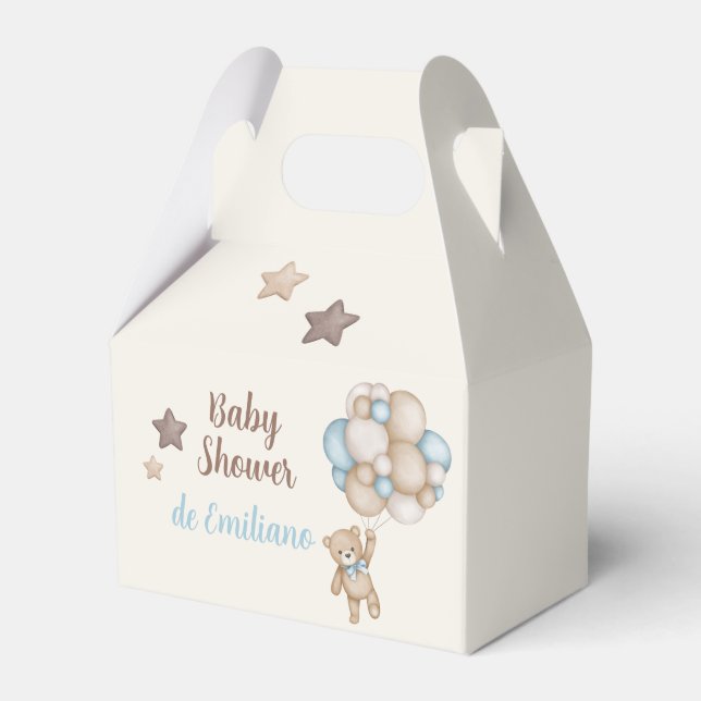 Teddy Bear Baby Shower Boy Favor Boxes (Front Side)