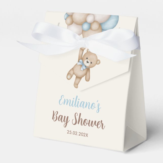 Teddy Bear Baby Shower Boy Favor Boxes (Front Side)