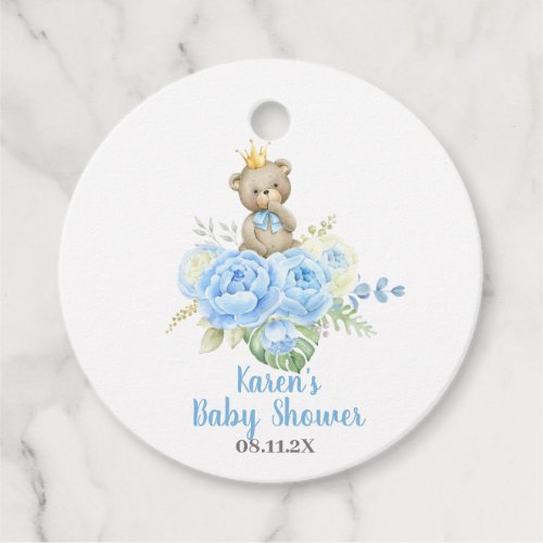 Teddy Bear Baby Shower Boy Favor Tags