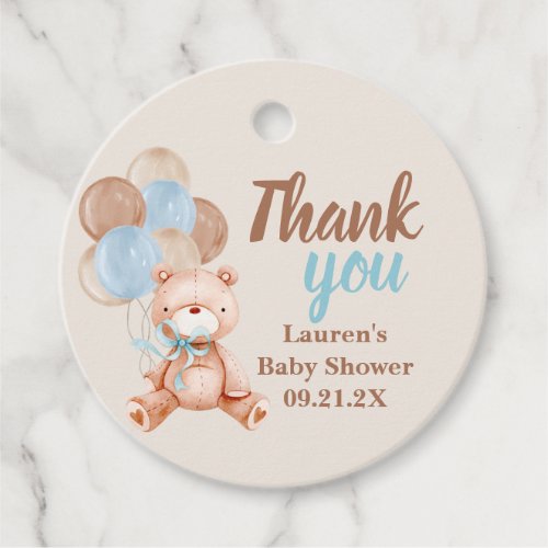 Teddy Bear Baby Shower Boy Favor Tags