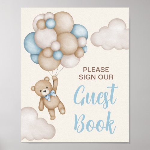 Teddy Bear Baby Shower Boy Guest Book