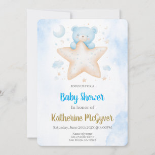 Teddy bear baby shower boy  invitation
