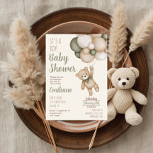 Teddy Bear Baby Shower Boy Invitation