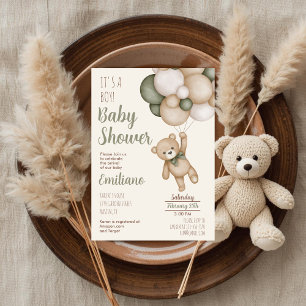 Teddy Bear Baby Shower Boy Invitation