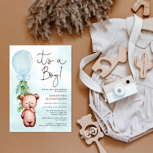 Teddy Bear Baby Shower Boy Invitation