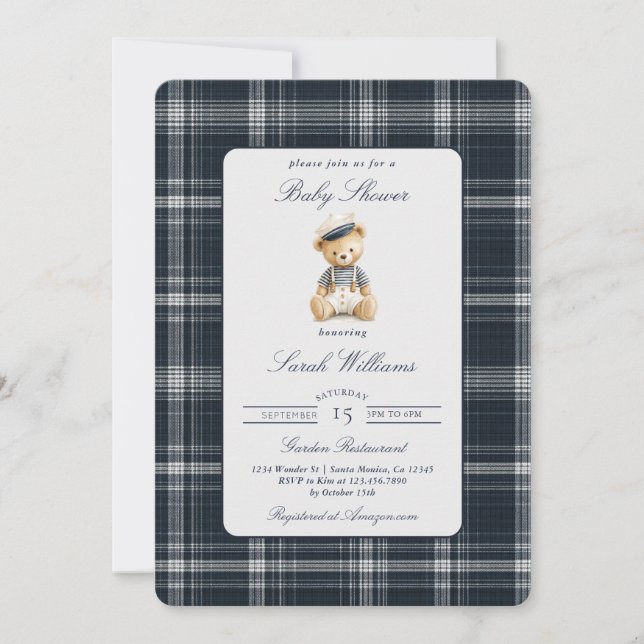Teddy Bear Baby Shower Boy Invitation (Front)