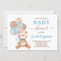 Teddy Bear Baby Shower Boy Invitation