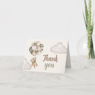 Teddy Bear Baby Shower Boy Letterpress Thank You Card