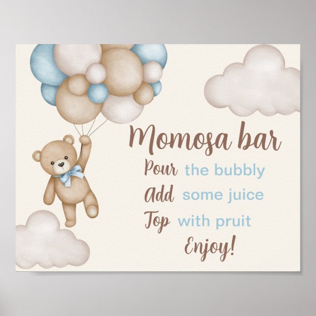 Teddy Bear Baby Shower Boy Mom osa Sign (Front)