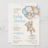 Teddy Bear Baby Shower Boy Spanish Invitation (Front)