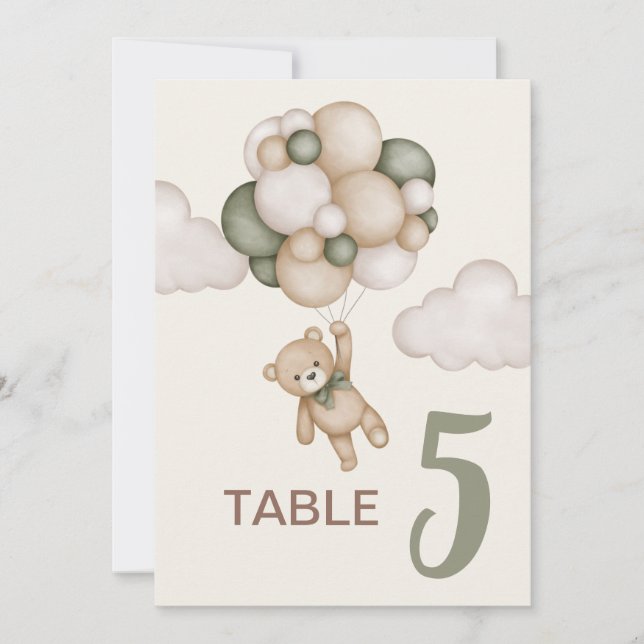 Teddy Bear Baby Shower Boy table sign Invitation (Front)