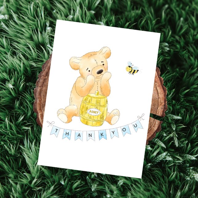 Teddy Bear Baby Shower Boy Thank You Note Card (Creator Uploaded)