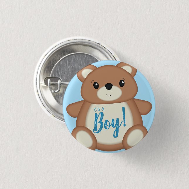 Teddy Bear Baby Shower Button (Front & Back)