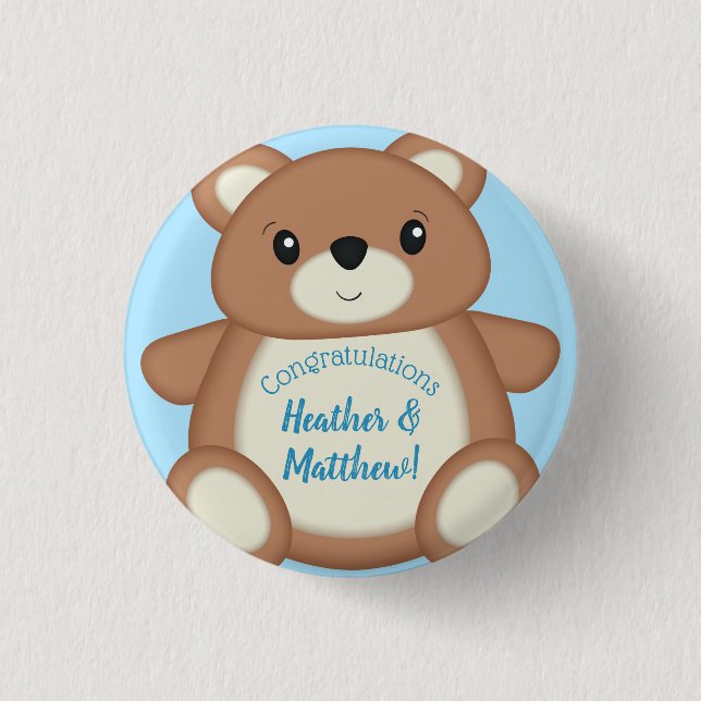Teddy Bear Baby Shower Button (Front)