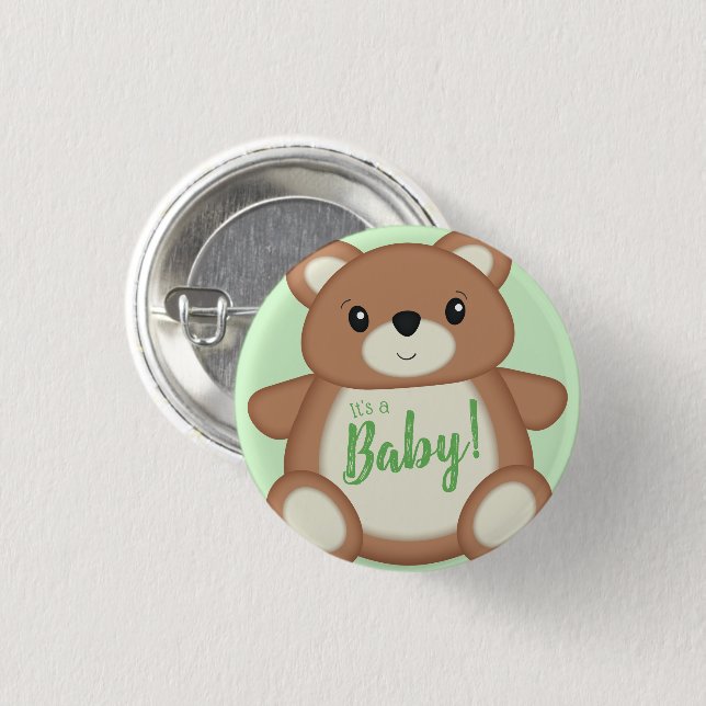 Teddy Bear Baby Shower Button (Front & Back)