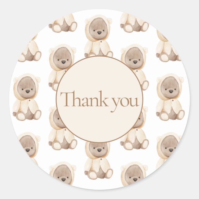 Teddy Bear Baby Shower Classic Round Sticker (Front)