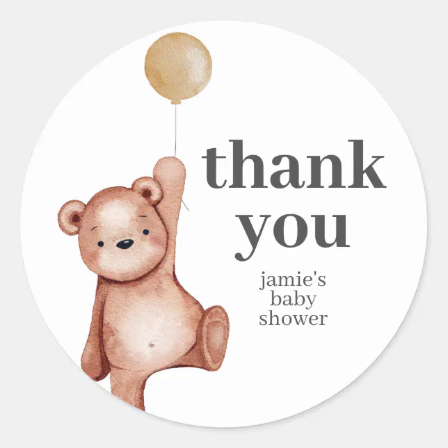 Teddy Bear Baby Shower Classic Round Sticker | Zazzle