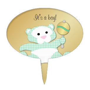 Teddy Bear Baby Shower  Cupcake Toppers Mint