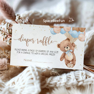 Teddy Bear Baby Shower diaper raffle enclosure car Card