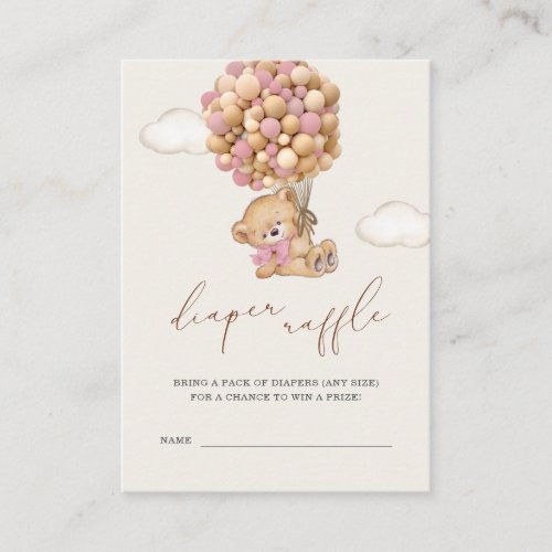 Teddy Bear Baby Shower Diaper Raffle Enclosure Card