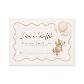 Teddy Bear Baby Shower Diaper Raffle Enclosure Card