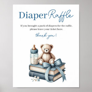 Teddy Bear Baby Shower Diaper Raffle Sign