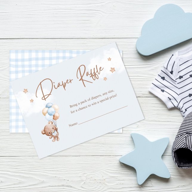 Teddy Bear Baby Shower Diaper Raffle Ticket  Enclosure Card (Creator Uploaded)