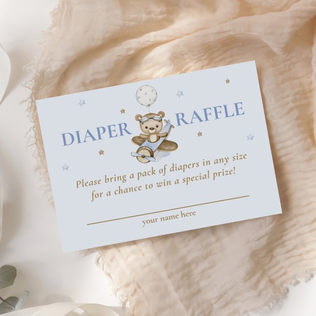 Teddy Bear Baby Shower Diaper Raffle Ticket Enclosure Card (Creator Uploaded)